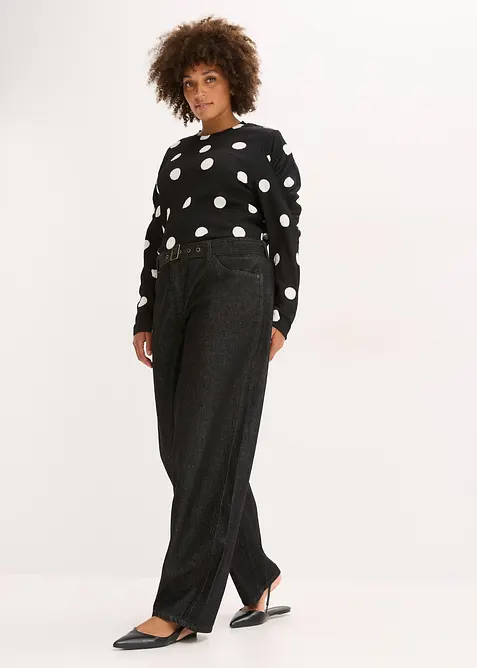 Langarmshirt aus strukturiertem Crêpe, bonprix