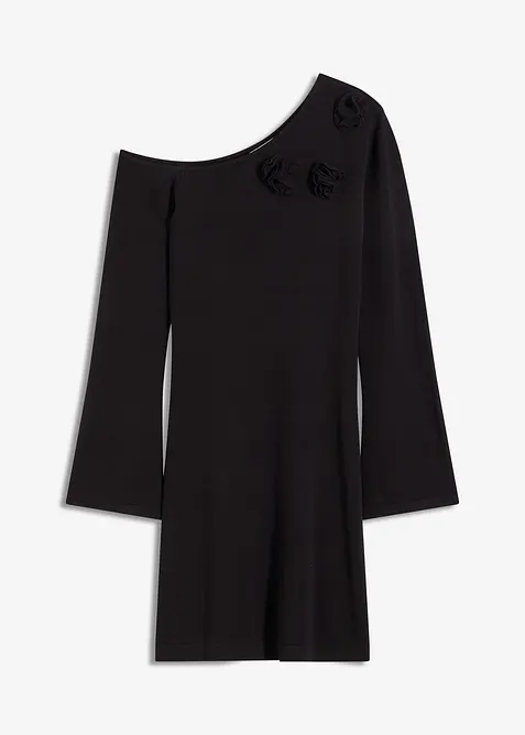 Robe en maille avec fleurs appliquées, bonprix