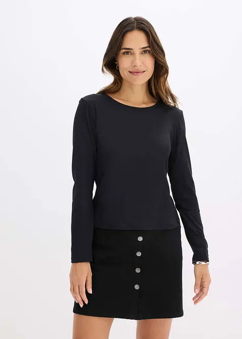 T-shirt manches longues, coupe ajustée, bonprix