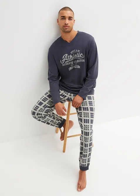 Pyjama aus reiner Bio-Baumwolle mit langen Ärmeln, bonprix