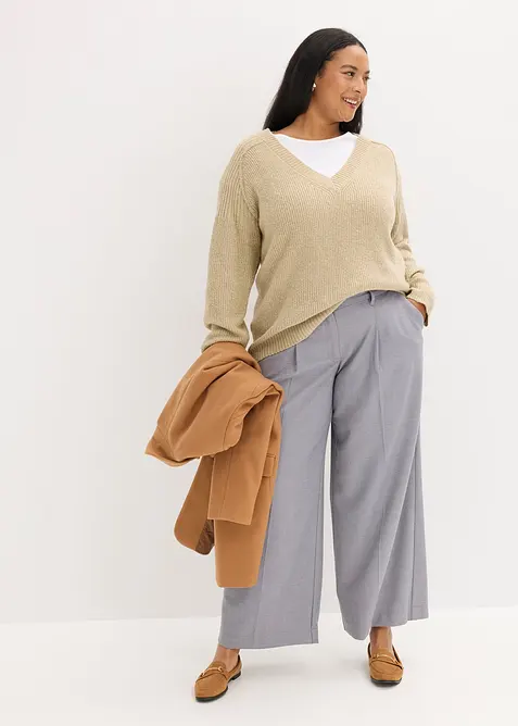 Oversize-Pullover mit V-Ausschnitt, bonprix