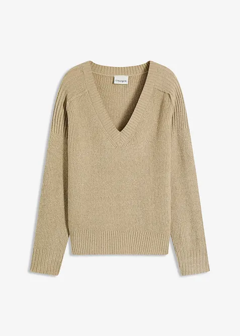 Oversize-Pullover mit V-Ausschnitt, bonprix