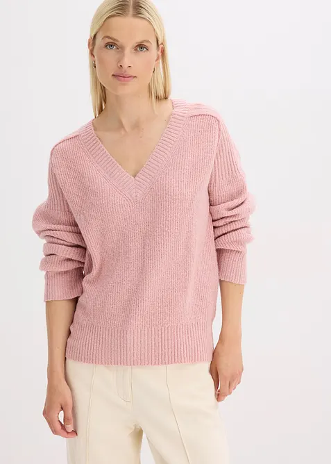 Oversize-Pullover mit V-Ausschnitt, bonprix