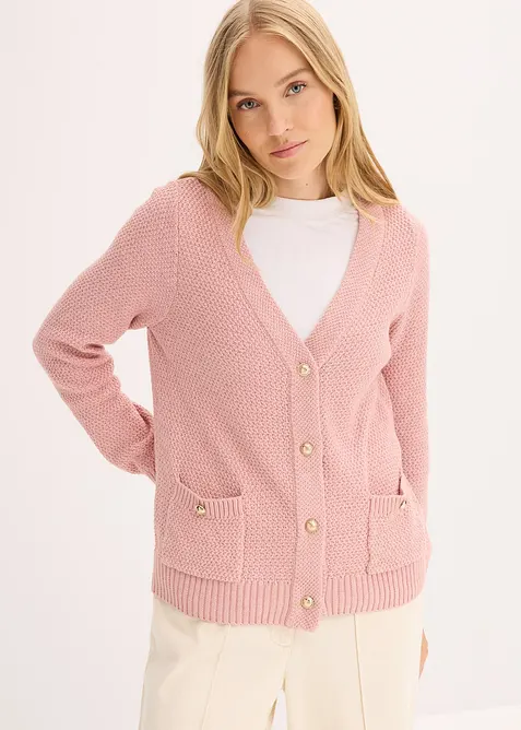 Gilet en maille chinée avec boutons dorés, bonprix