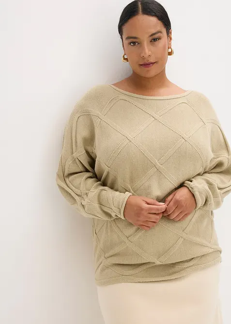 Pullover mit horizonatalem Zopfmuster, bonprix