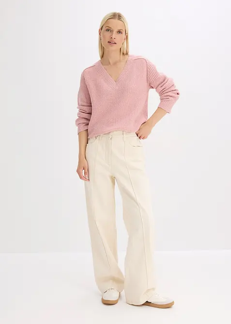 Oversize-Pullover mit V-Ausschnitt, bonprix