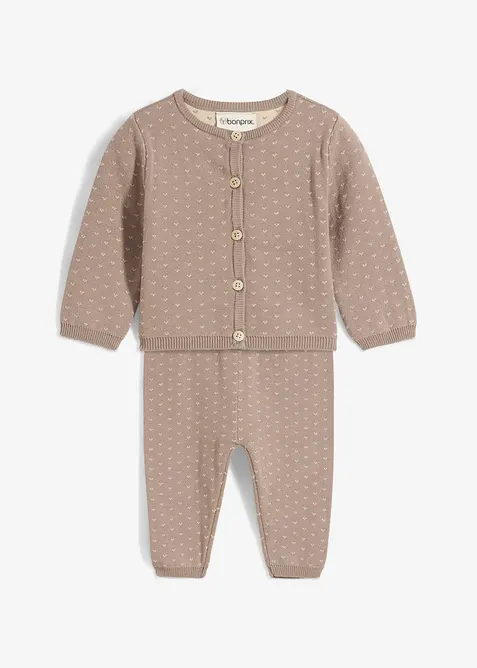 Gilet et pantalon en maille de coton mélangé (ens. 2 pces), bonprix