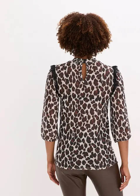 Shirt aus softem Mesh mit Spitze, bonprix