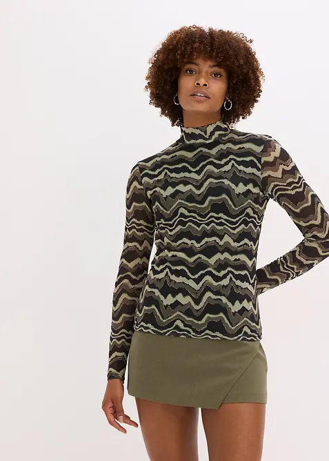 T-shirt manches longues en mesh doux, bonprix