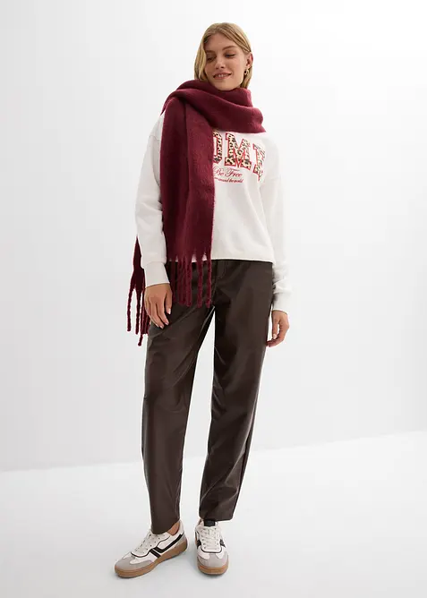 Lederimitat-Hose im Barrel Shape, Mid Waist, bonprix