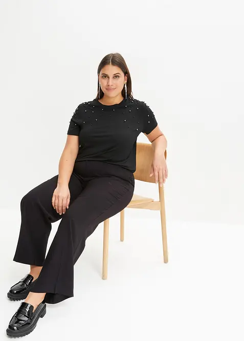 T-shirt avec perles, bonprix