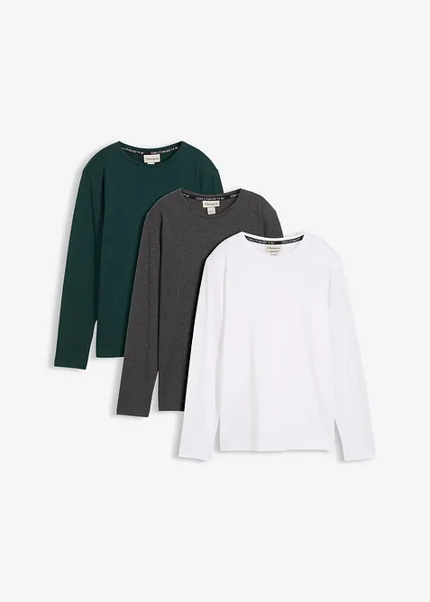 Langarmshirt mit Bio Baumwolle (3er-Pack), bonprix
