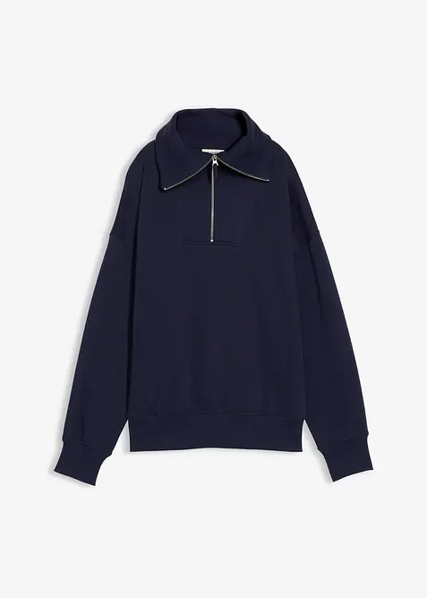 Sweat col camionneur en coton m&eacute;lang&eacute;, bonprix