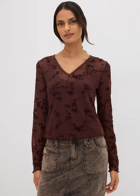 Langarmshirt mit Flockprint, bonprix