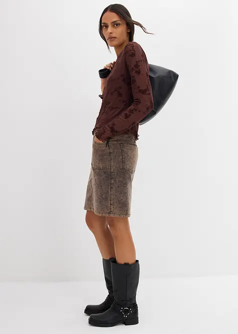 Langarmshirt mit Flockprint, bonprix