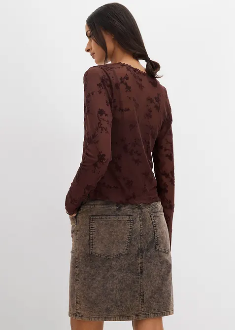 Langarmshirt mit Flockprint, bonprix