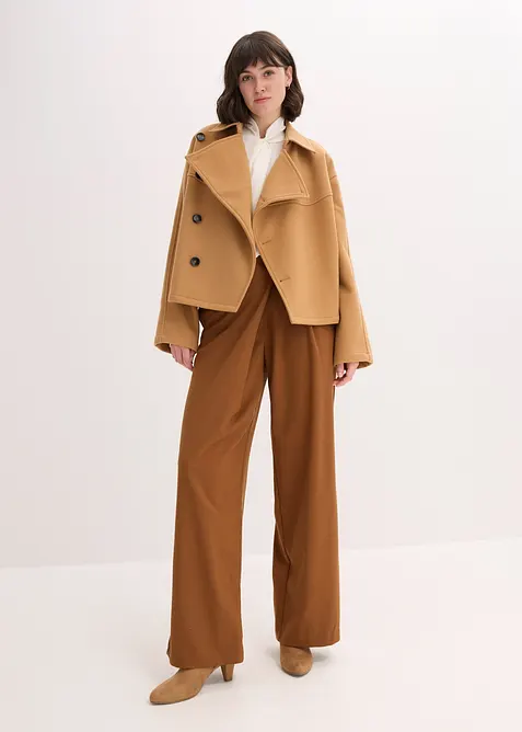 Pantalon large à pinces et fermeture croisée, bonprix