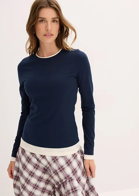 T-shirt manches longues en coton mélangé, bonprix