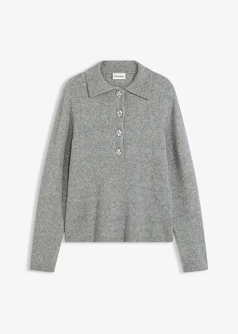 Polo-Pullover mit Wollanteil, bonprix