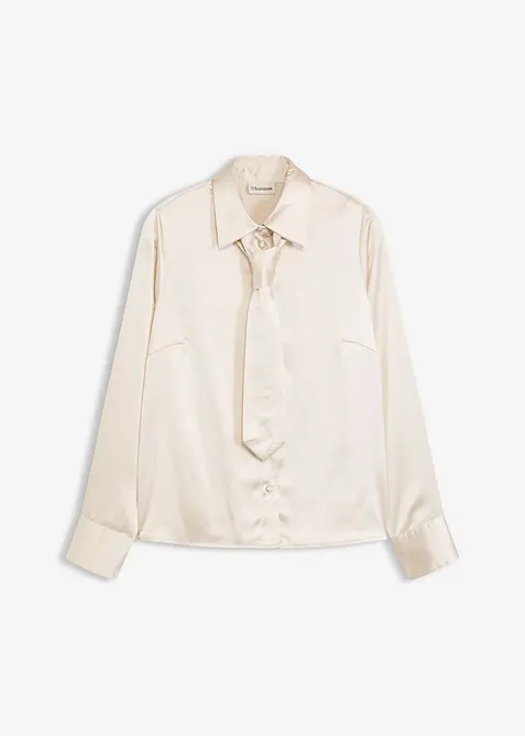 Chemisier en satin avec cravate amovible (2 pces), bonprix