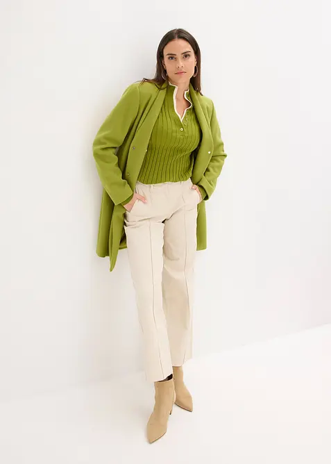 Gerippter Feinstrickpullover mit Viskose in 2 in 1 Optik, bonprix