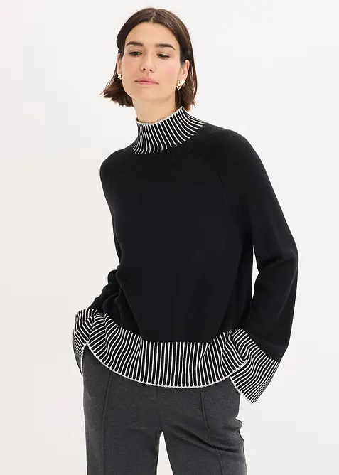 Stehkragenpullover mit Kaschmiranteil, bonprix