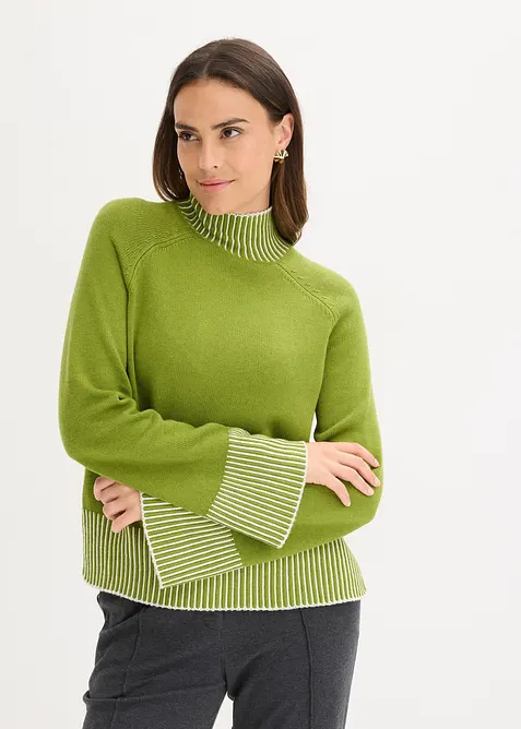 Stehkragenpullover mit Kaschmiranteil, bonprix
