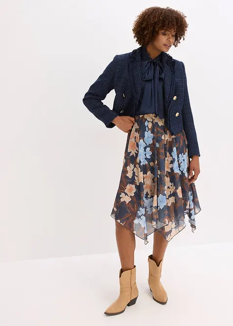 Chiffon-Midirock mit asymmetrischem Saum, bonprix