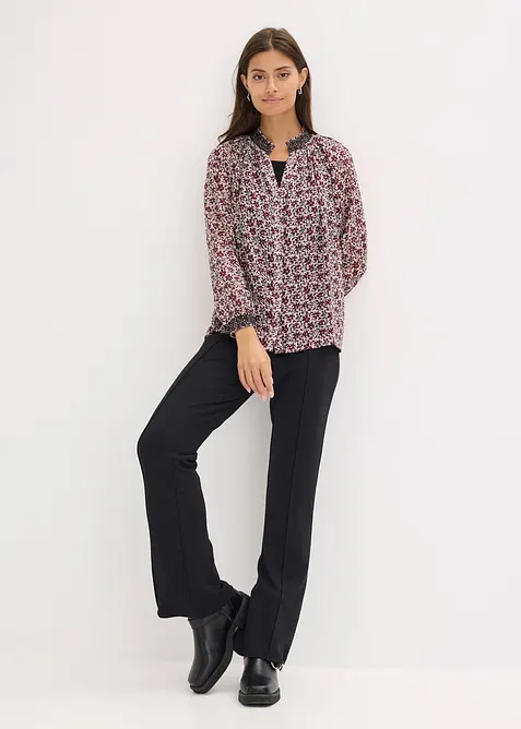 Gemusterte Chiffon-Bluse mit Stickerei, bonprix
