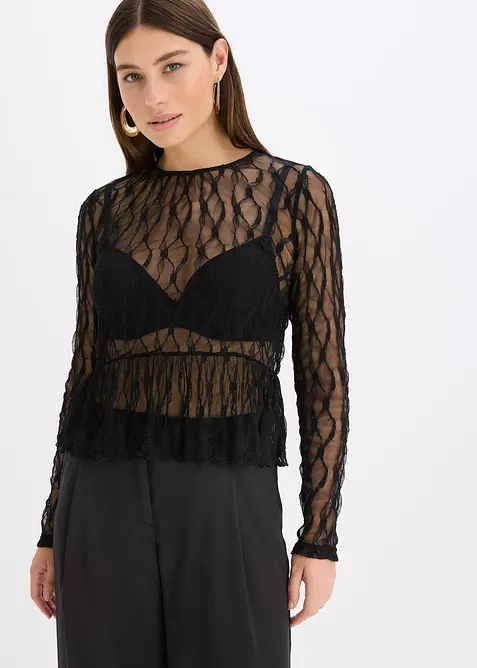 T-shirt manches longues en dentelle, bonprix