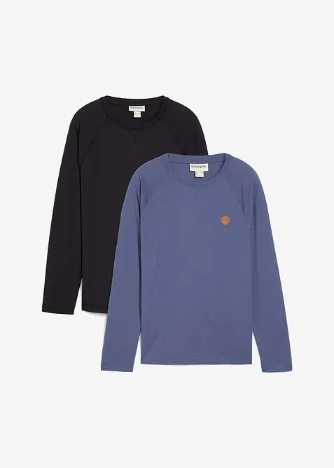 Lot de 2 T-shirts manches longues 100% coton, bonprix