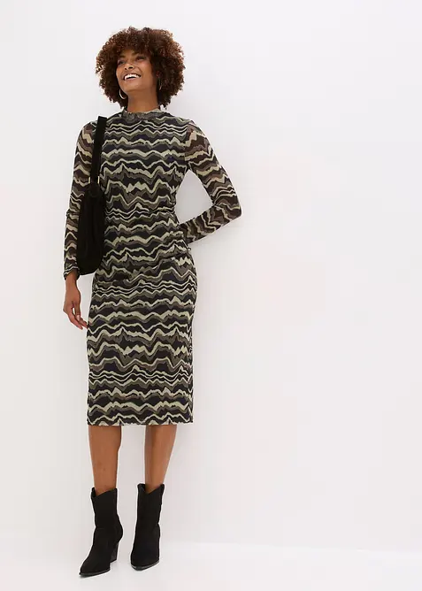 Robe midi en mesh doux, bonprix