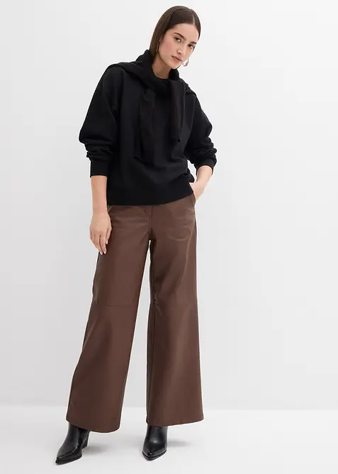 Sweatshirt mit weitem Ripp-Kragen aus Bio-Baumwolle, bonprix