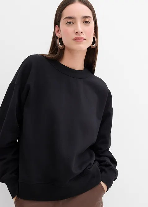 Sweatshirt mit weitem Ripp-Kragen aus Bio-Baumwolle, bonprix