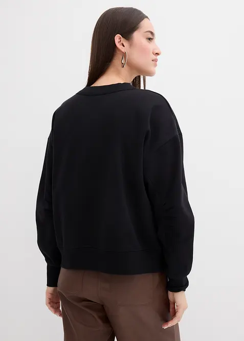 Sweatshirt mit weitem Ripp-Kragen aus Bio-Baumwolle, bonprix