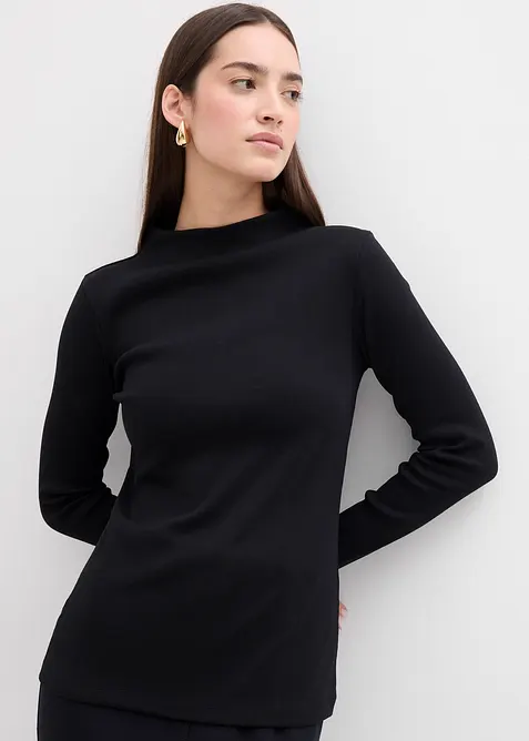 T-shirt manches longues en matière côtelée, bonprix