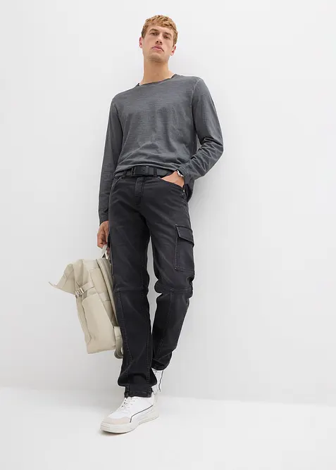 Lot de 2 T-shirts manches longues aspect délavé, bonprix