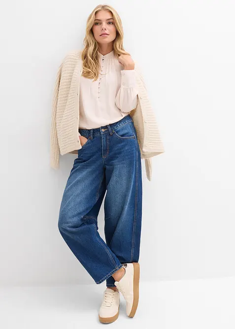Jean barrel taille mi-haute, bonprix