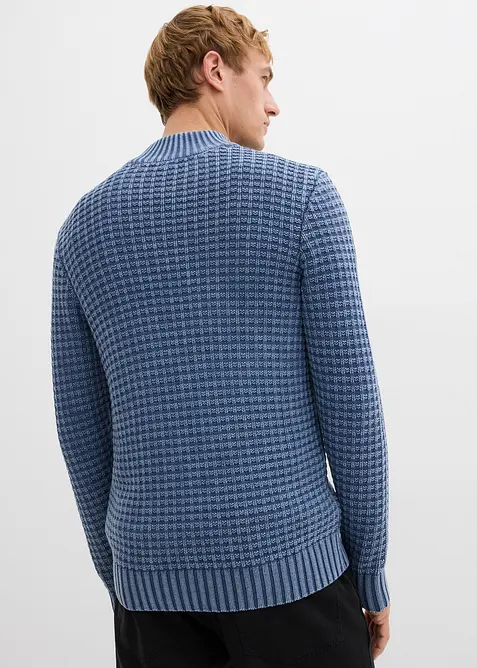 Pull camionneur en grosse maille texturée avec coton, aspect délavé, bonprix