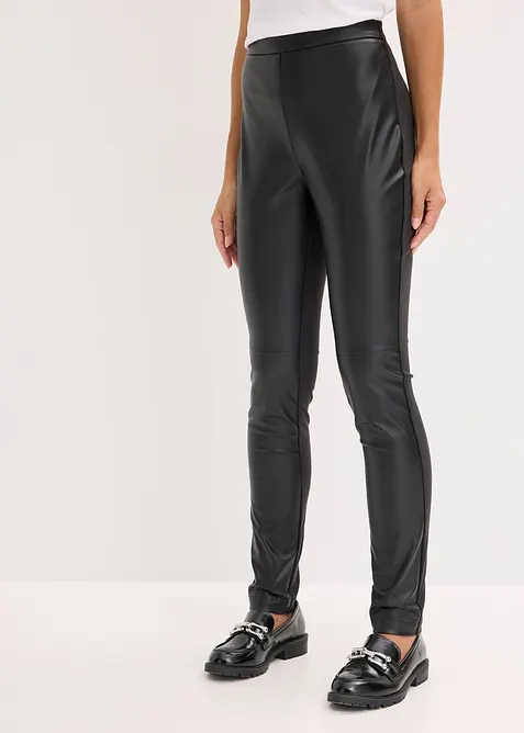 Pantalon bi-matière Punto di Roma et tissu enduit, bonprix