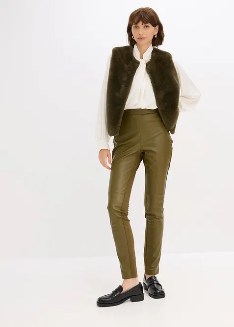 Lederimitat-Hose im Punto di Roma Mix, bonprix