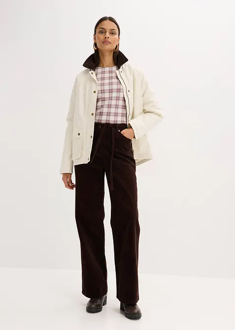 Weite Cordhose mit Bindegürtel, bonprix