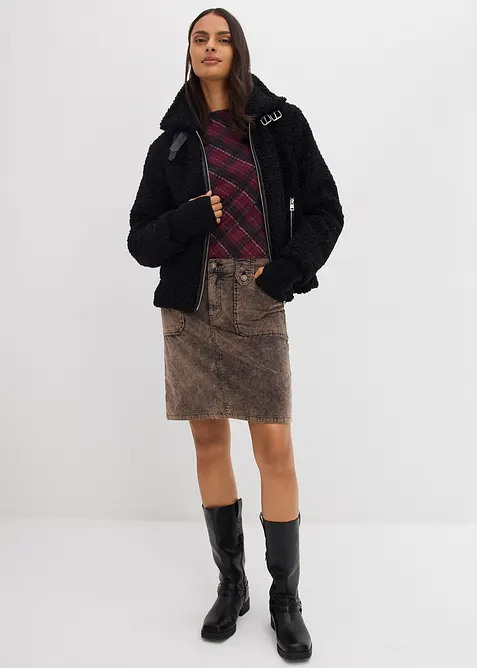 Kurzer Cordrock in Washed-Optik, bonprix