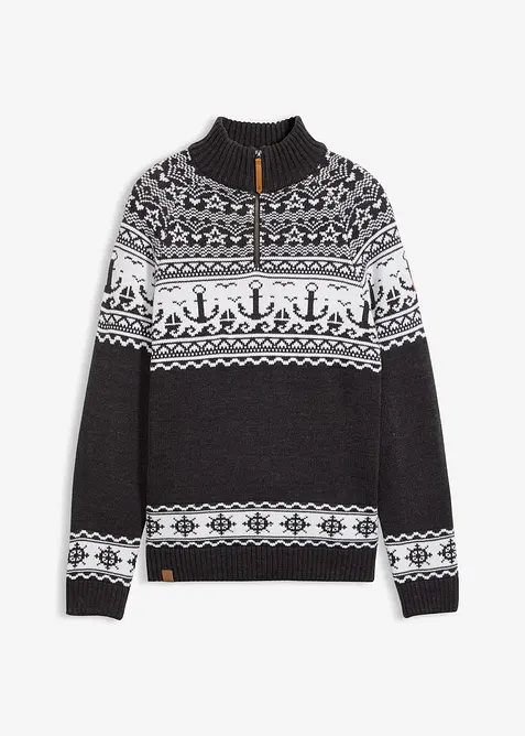 Pull camionneur à motif norvégien marin, bonprix