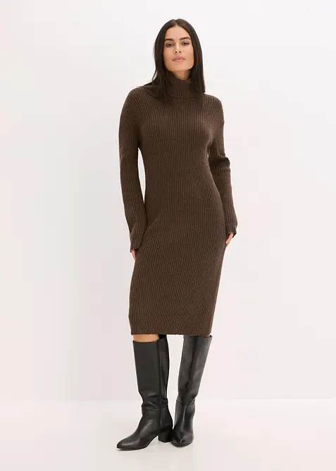 Robe en maille côtelée à col roulé, bonprix