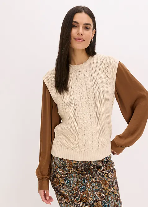 Pull sans manches en coton mélangé, bonprix