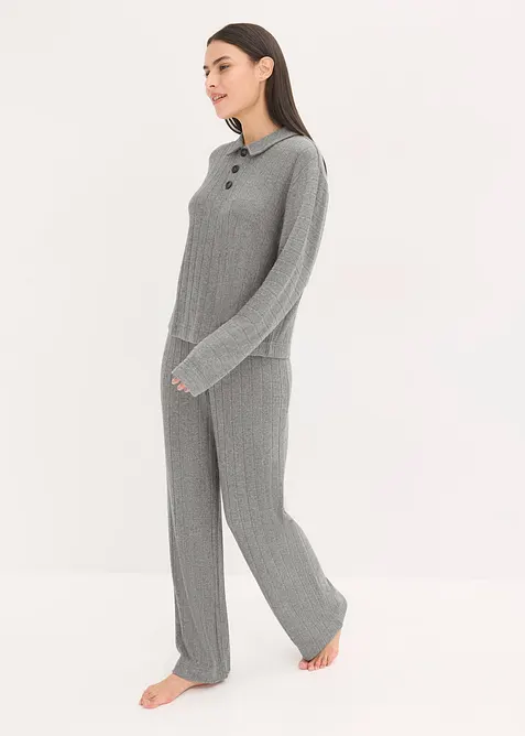 Weit geschnittener Loungewear Hausanzug aus weicher Rippe, bonprix