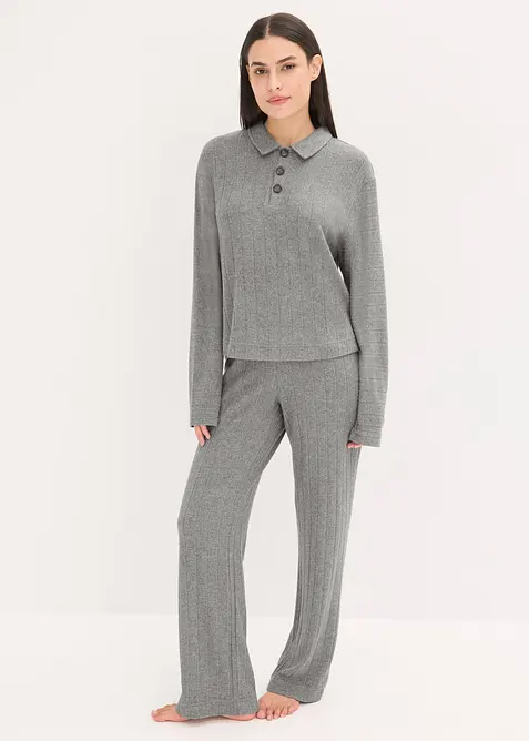 Weit geschnittener Loungewear Hausanzug aus weicher Rippe, bonprix