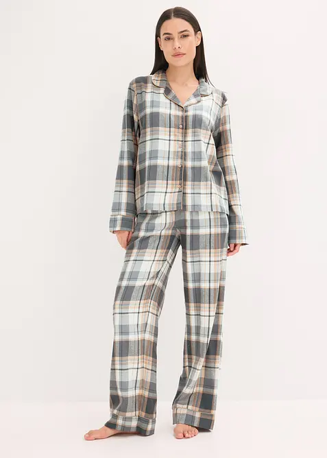 Gewebter Flanell Pyjama mit Glitzergarn und Geschenktasche, bonprix