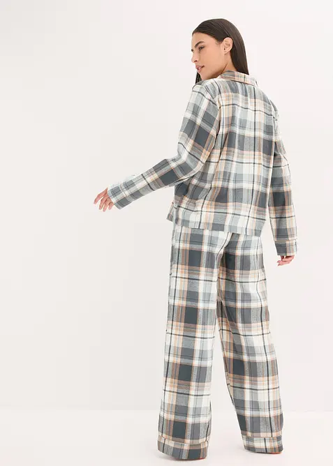 Gewebter Flanell Pyjama mit Glitzergarn und Geschenktasche, bonprix